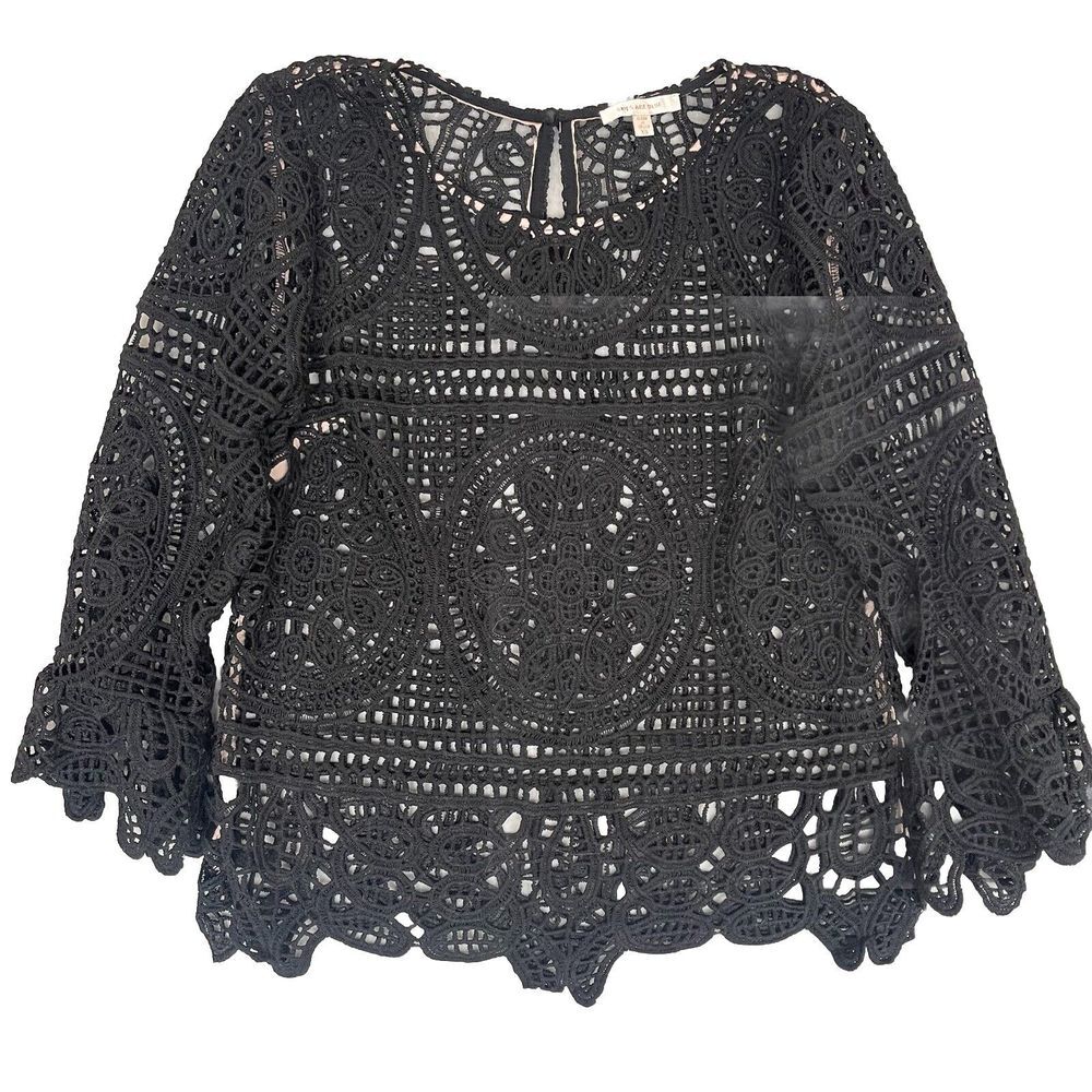 Skies Are Blue Shirt Womens Size XS Black Lace Whimsigoth Witchy Dark Romantic